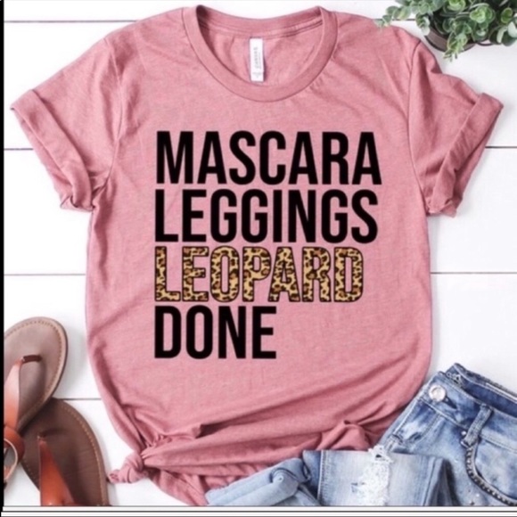 Trindy Clozet Boutique Tops - ❤️Graphic Mascara Leopard Leggings Done Tee